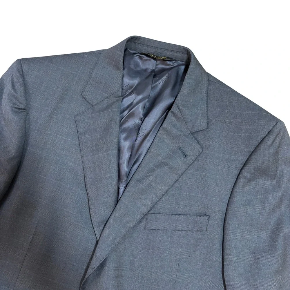 Jos A Bank Signature Gold Gordon Sport Coat Blazer Mens 42S Navy Windowpane Wool